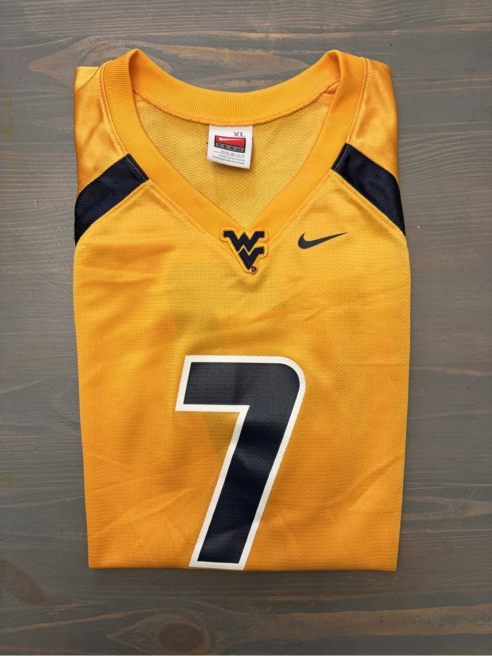 Nike Gold and Navy Football Jersey with #7 Youth XL